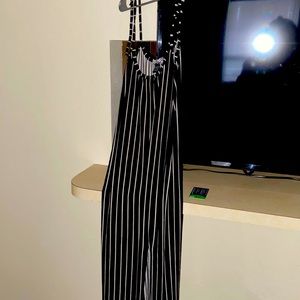 Black and white stripe spaghetti strap dress